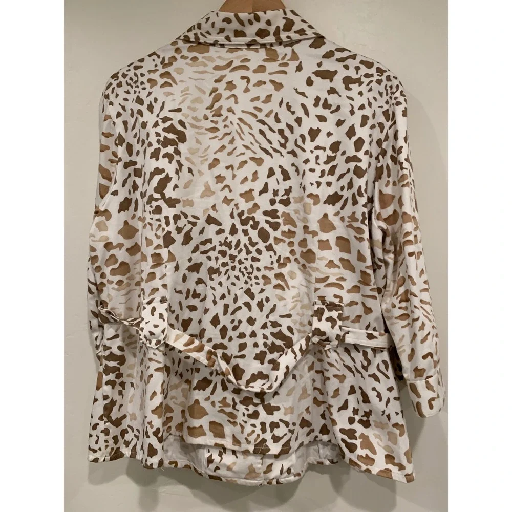 Susan Bristol Vtg Animal Print Safari Jacket Giraffe Leopard Belted Utility sz18